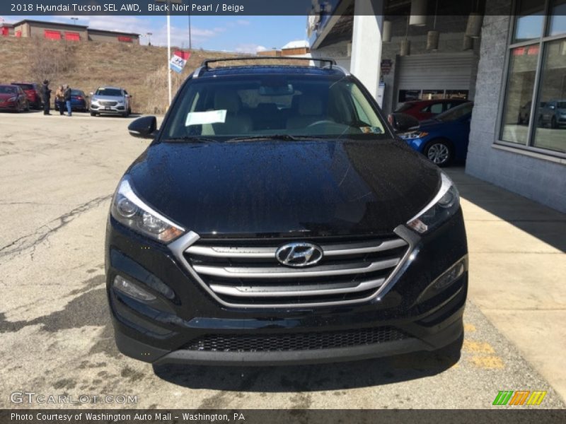 Black Noir Pearl / Beige 2018 Hyundai Tucson SEL AWD