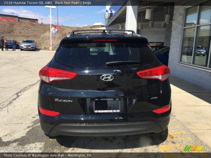 Black Noir Pearl / Beige 2018 Hyundai Tucson SEL AWD