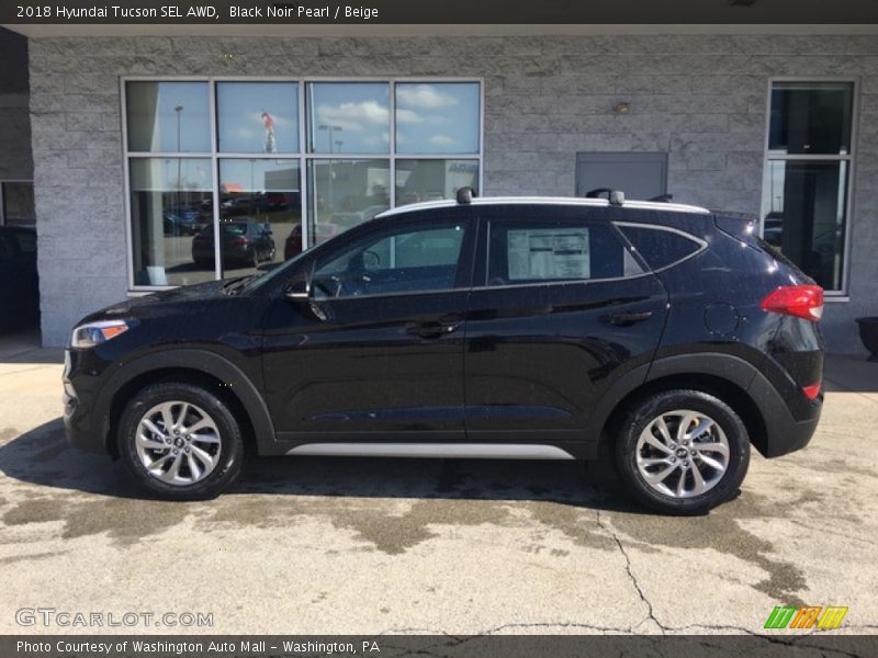 Black Noir Pearl / Beige 2018 Hyundai Tucson SEL AWD