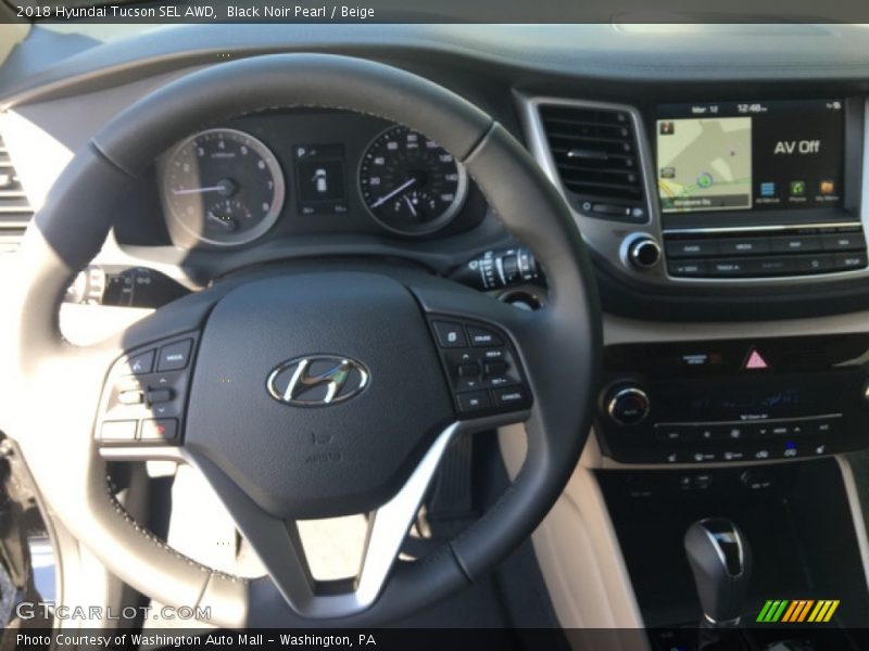 Black Noir Pearl / Beige 2018 Hyundai Tucson SEL AWD