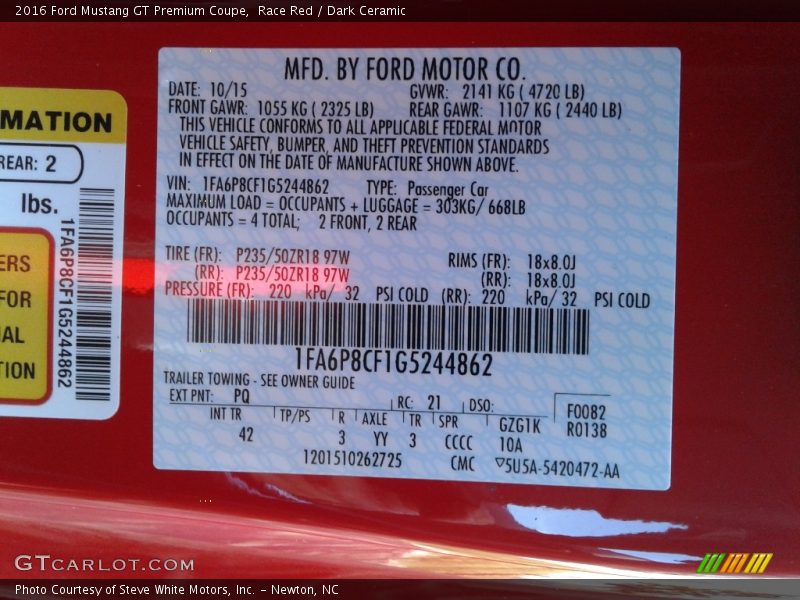 Race Red / Dark Ceramic 2016 Ford Mustang GT Premium Coupe