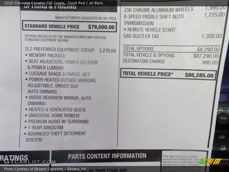 Torch Red / Jet Black 2015 Chevrolet Corvette Z06 Coupe