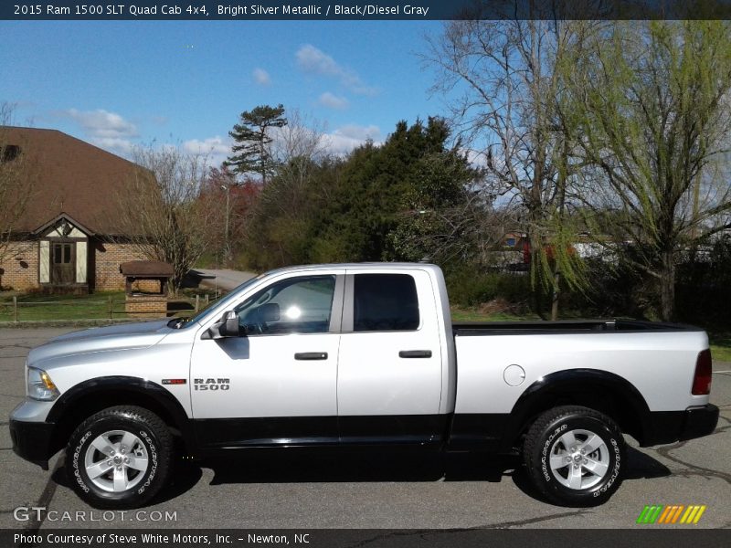 Bright Silver Metallic / Black/Diesel Gray 2015 Ram 1500 SLT Quad Cab 4x4