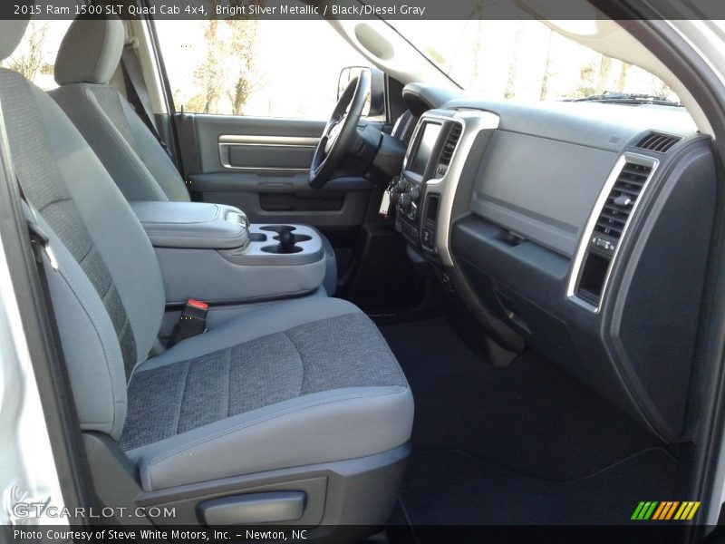 Bright Silver Metallic / Black/Diesel Gray 2015 Ram 1500 SLT Quad Cab 4x4