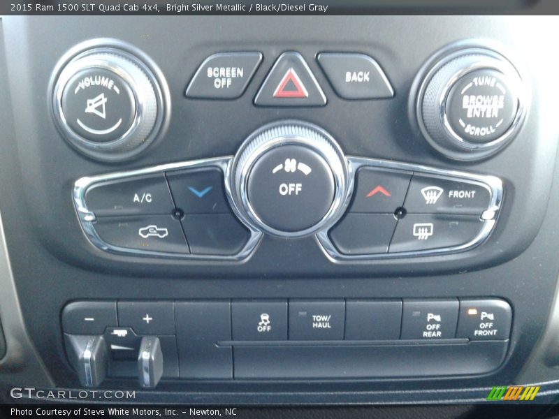 Bright Silver Metallic / Black/Diesel Gray 2015 Ram 1500 SLT Quad Cab 4x4