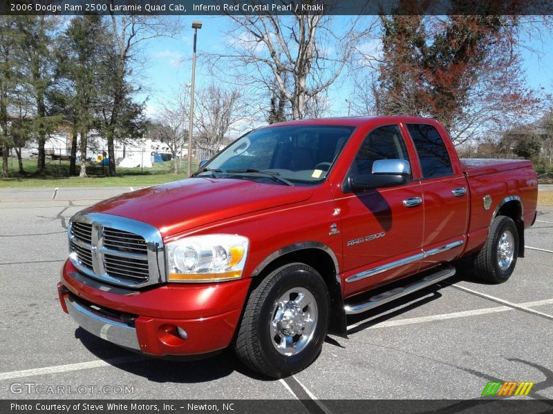 Inferno Red Crystal Pearl / Khaki 2006 Dodge Ram 2500 Laramie Quad Cab