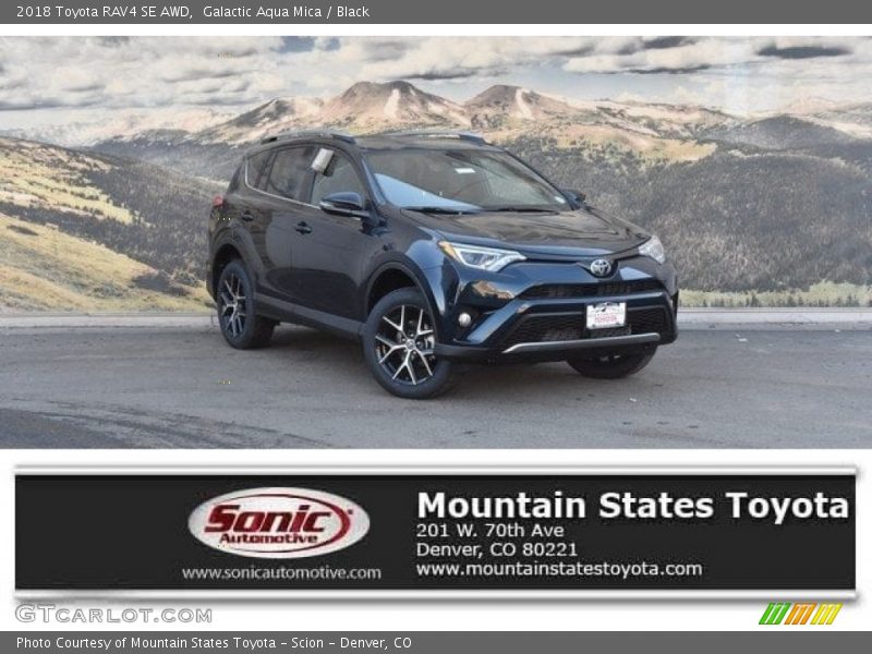 Galactic Aqua Mica / Black 2018 Toyota RAV4 SE AWD