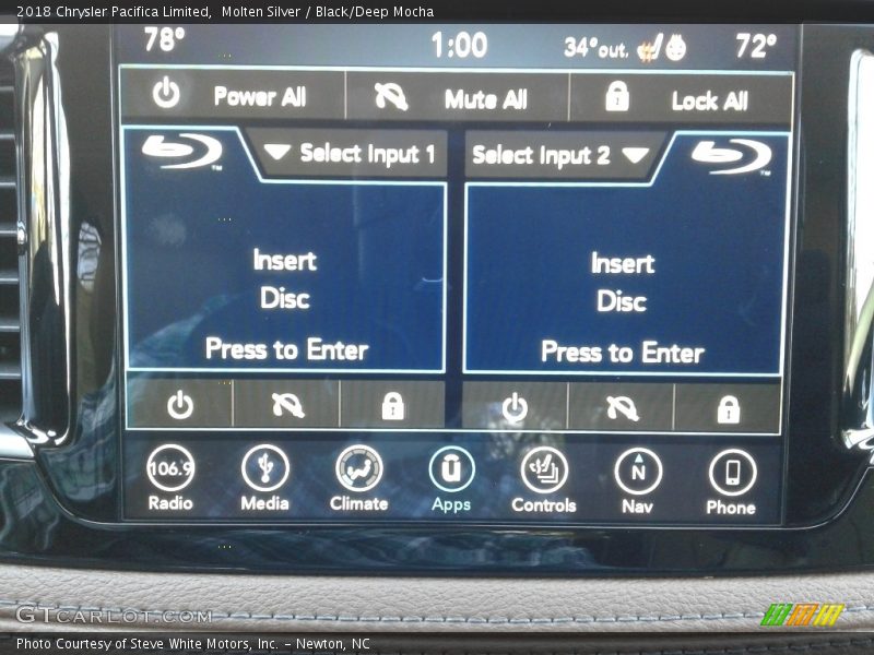 Molten Silver / Black/Deep Mocha 2018 Chrysler Pacifica Limited