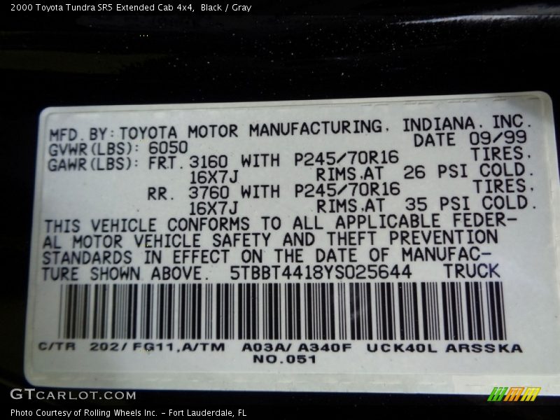 Black / Gray 2000 Toyota Tundra SR5 Extended Cab 4x4
