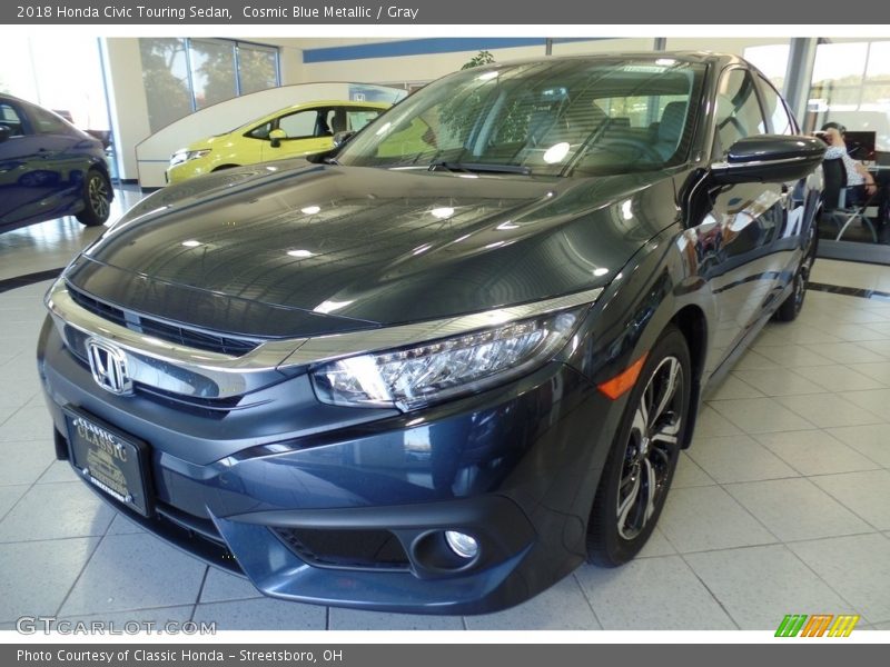 Cosmic Blue Metallic / Gray 2018 Honda Civic Touring Sedan