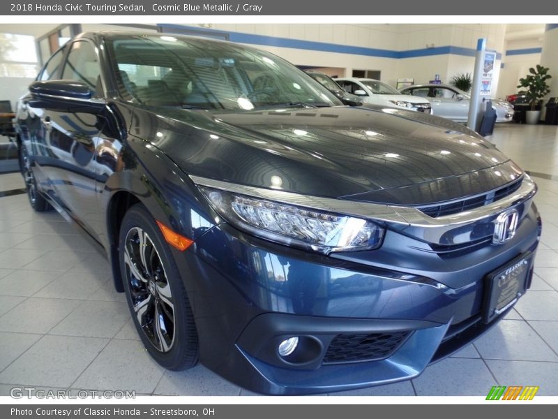 Cosmic Blue Metallic / Gray 2018 Honda Civic Touring Sedan
