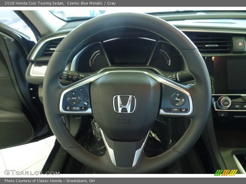 Cosmic Blue Metallic / Gray 2018 Honda Civic Touring Sedan