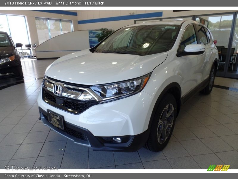 White Diamond Pearl / Black 2018 Honda CR-V EX AWD