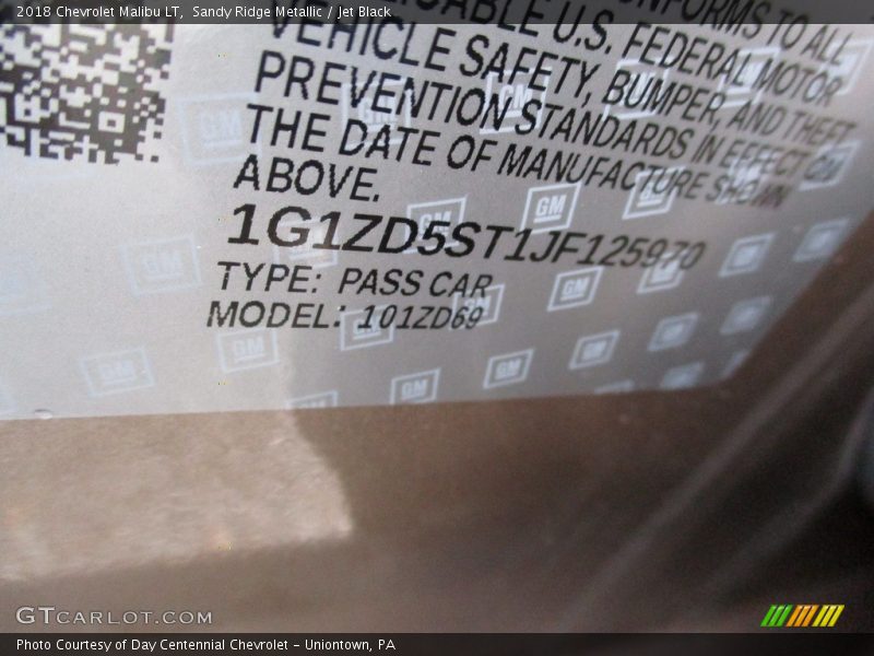 Sandy Ridge Metallic / Jet Black 2018 Chevrolet Malibu LT