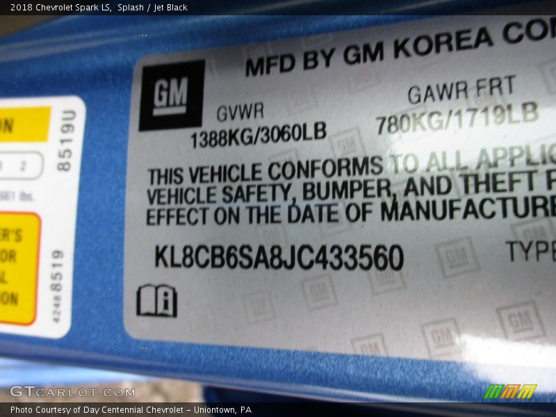 Splash / Jet Black 2018 Chevrolet Spark LS