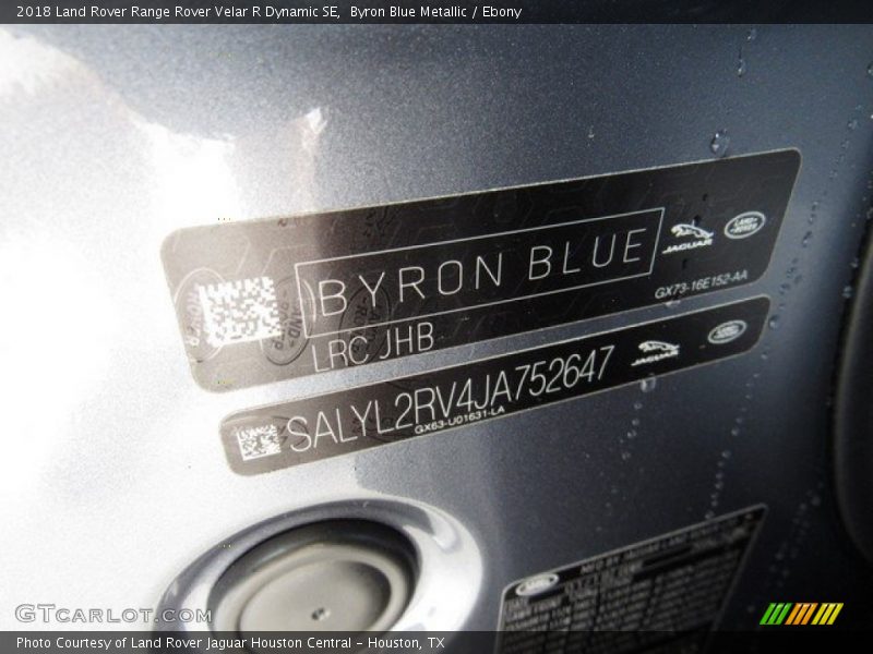 Byron Blue Metallic / Ebony 2018 Land Rover Range Rover Velar R Dynamic SE