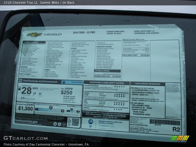 Summit White / Jet Black 2018 Chevrolet Trax LS