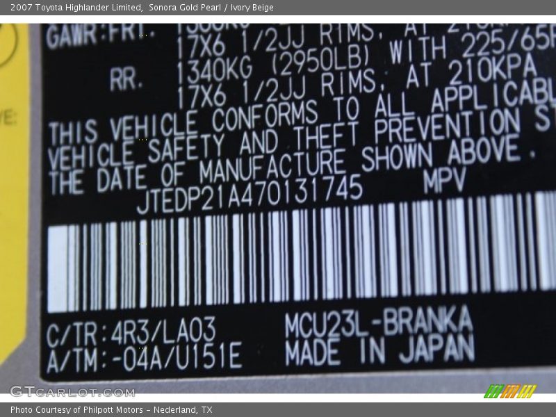 Sonora Gold Pearl / Ivory Beige 2007 Toyota Highlander Limited