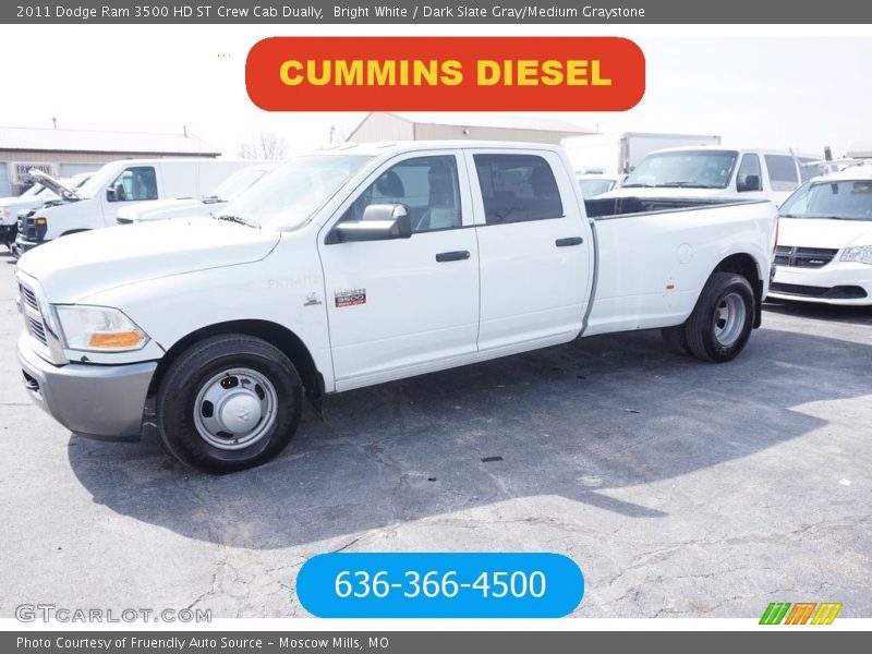 Bright White / Dark Slate Gray/Medium Graystone 2011 Dodge Ram 3500 HD ST Crew Cab Dually
