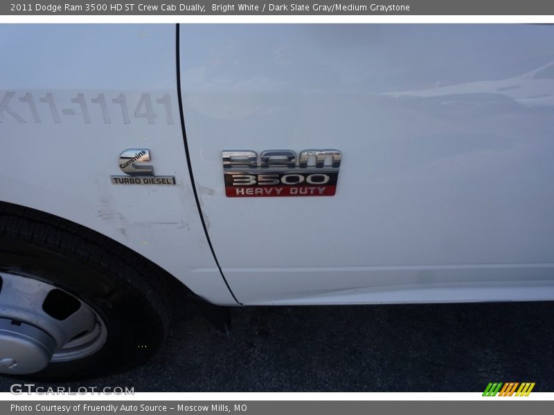 Bright White / Dark Slate Gray/Medium Graystone 2011 Dodge Ram 3500 HD ST Crew Cab Dually