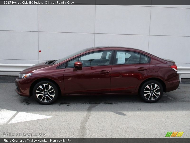 Crimson Pearl / Gray 2015 Honda Civic EX Sedan