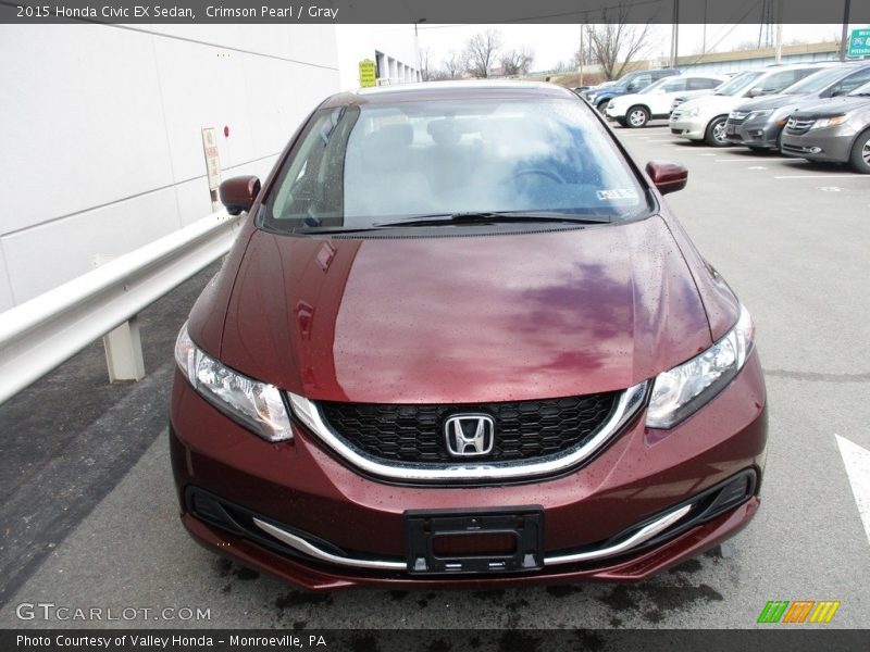 Crimson Pearl / Gray 2015 Honda Civic EX Sedan
