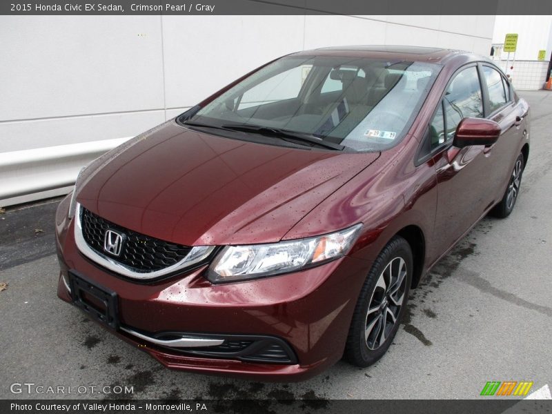 Crimson Pearl / Gray 2015 Honda Civic EX Sedan