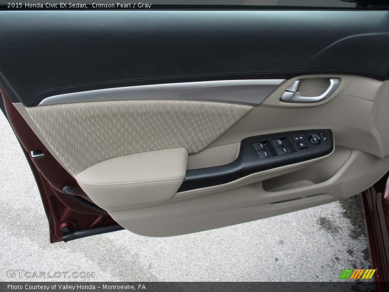 Crimson Pearl / Gray 2015 Honda Civic EX Sedan