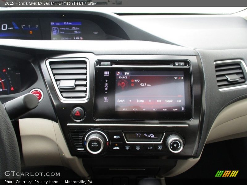 Crimson Pearl / Gray 2015 Honda Civic EX Sedan
