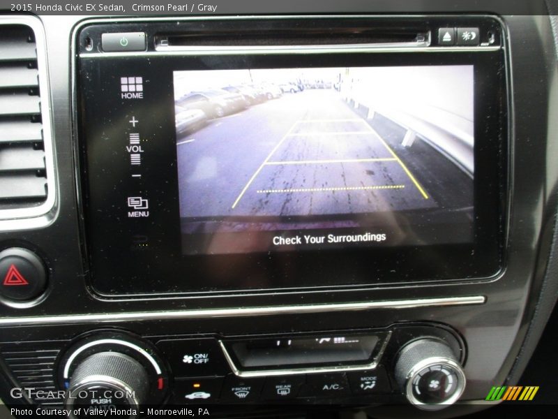 Crimson Pearl / Gray 2015 Honda Civic EX Sedan