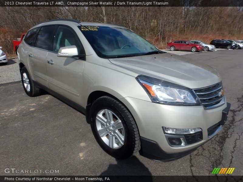 Champagne Silver Metallic / Dark Titanium/Light Titanium 2013 Chevrolet Traverse LT AWD