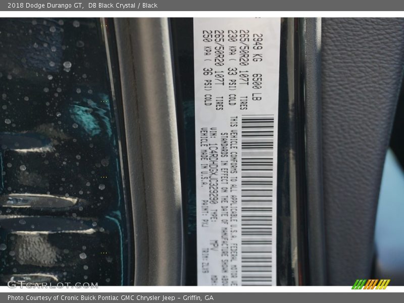 DB Black Crystal / Black 2018 Dodge Durango GT