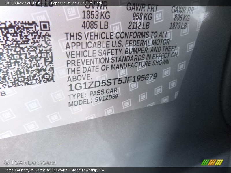 Pepperdust Metallic / Jet Black 2018 Chevrolet Malibu LT