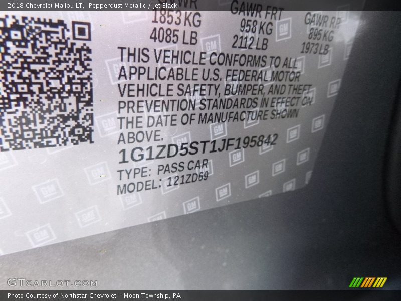 Pepperdust Metallic / Jet Black 2018 Chevrolet Malibu LT