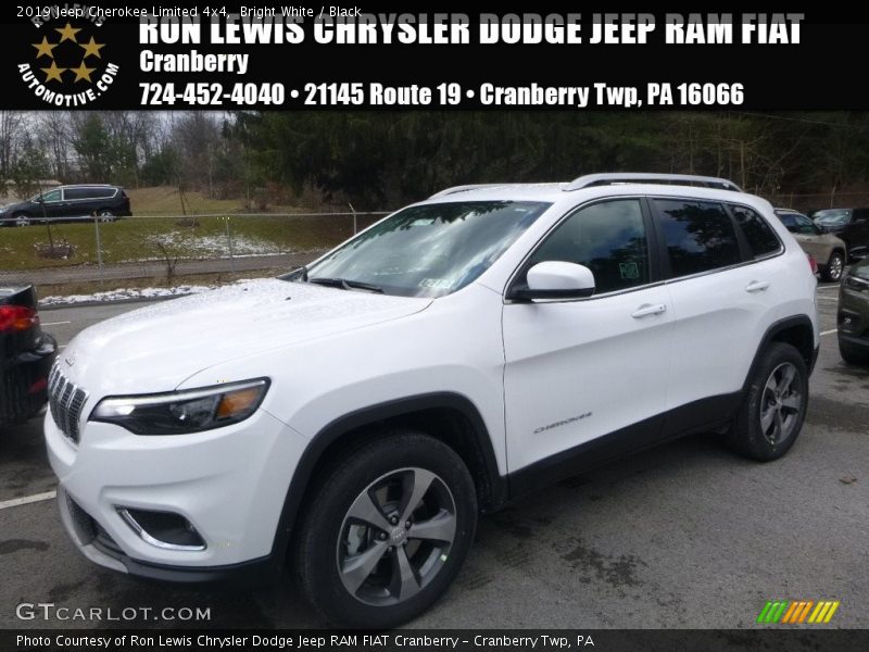 Bright White / Black 2019 Jeep Cherokee Limited 4x4