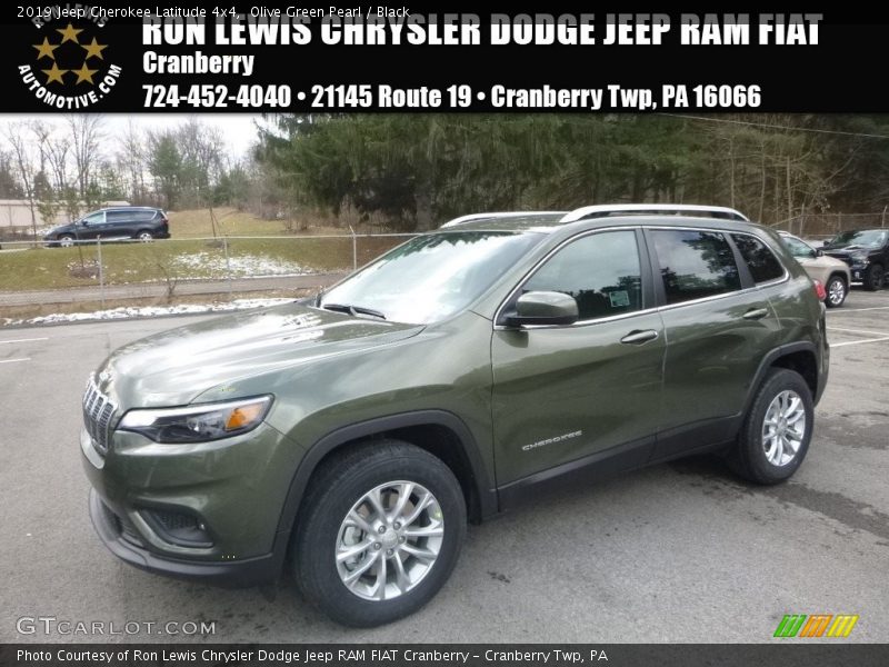 Olive Green Pearl / Black 2019 Jeep Cherokee Latitude 4x4