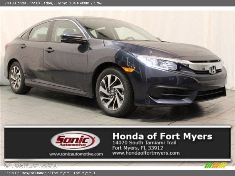 Cosmic Blue Metallic / Gray 2018 Honda Civic EX Sedan