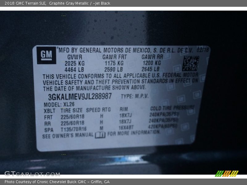 Graphite Gray Metallic / ­Jet Black 2018 GMC Terrain SLE
