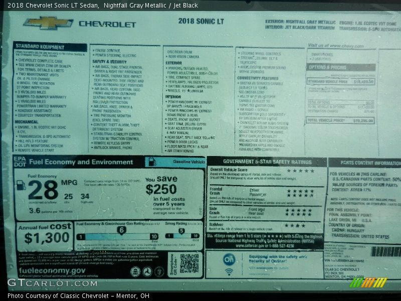 Nightfall Gray Metallic / Jet Black 2018 Chevrolet Sonic LT Sedan