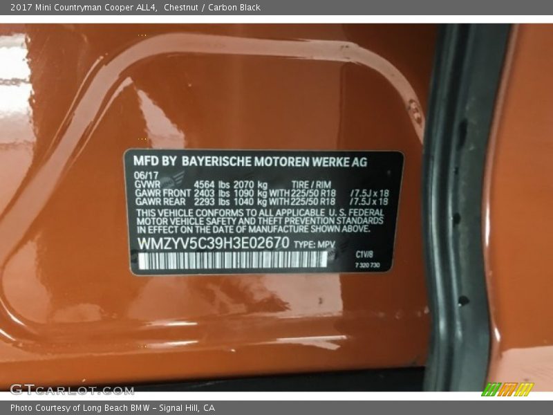Chestnut / Carbon Black 2017 Mini Countryman Cooper ALL4