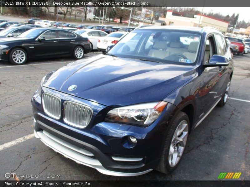 Deep Sea Blue Metallic / Oyster/Orange-Black Piping 2015 BMW X1 xDrive28i