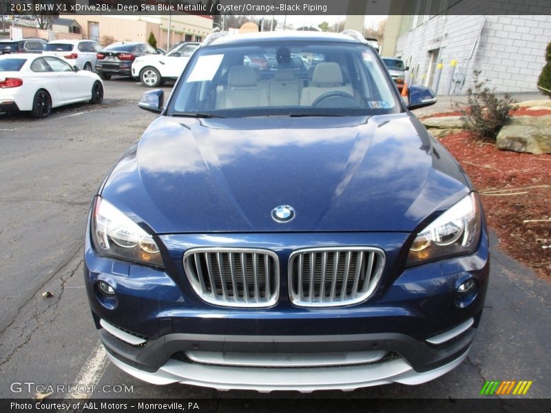 Deep Sea Blue Metallic / Oyster/Orange-Black Piping 2015 BMW X1 xDrive28i