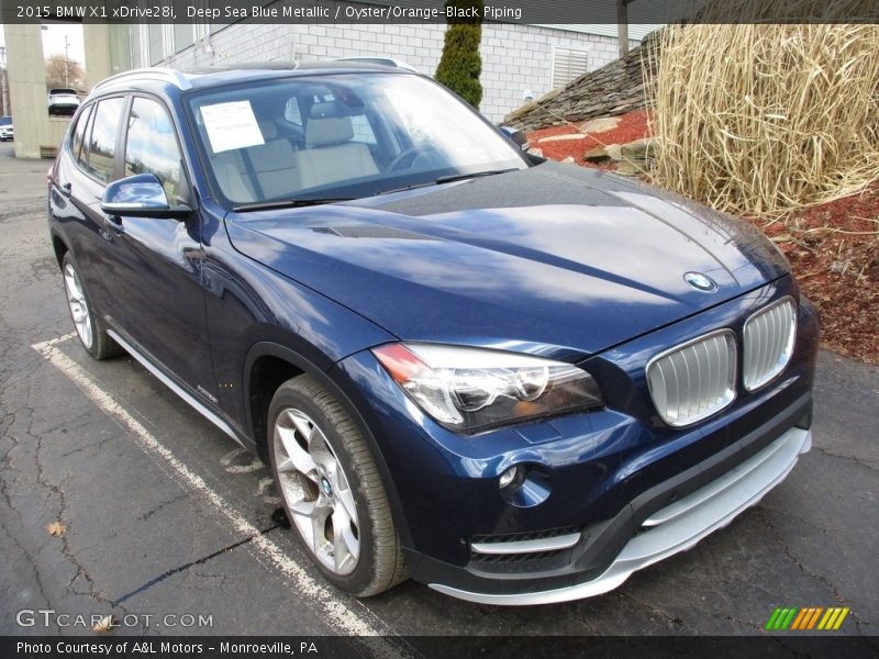 Deep Sea Blue Metallic / Oyster/Orange-Black Piping 2015 BMW X1 xDrive28i
