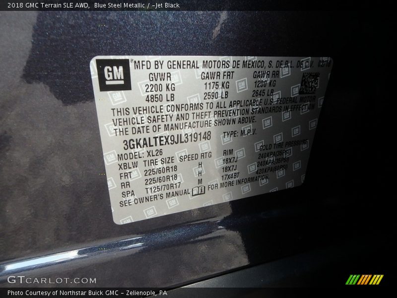 Blue Steel Metallic / ­Jet Black 2018 GMC Terrain SLE AWD