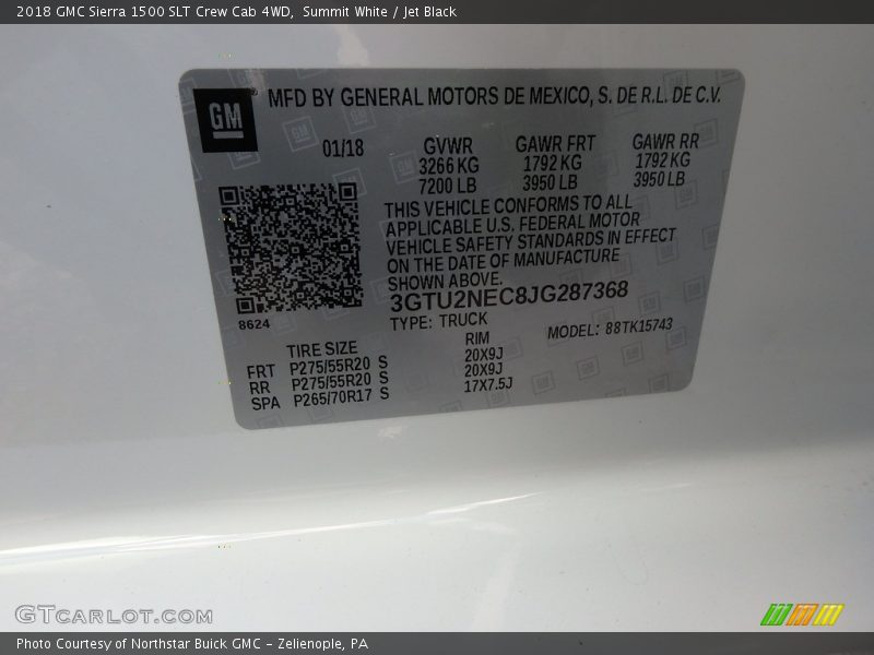 Summit White / Jet Black 2018 GMC Sierra 1500 SLT Crew Cab 4WD