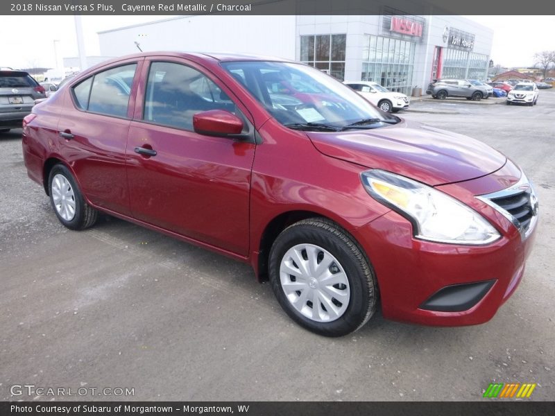 Cayenne Red Metallic / Charcoal 2018 Nissan Versa S Plus