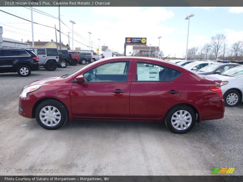 Cayenne Red Metallic / Charcoal 2018 Nissan Versa S Plus