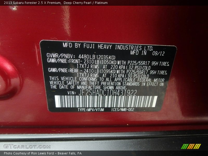 Deep Cherry Pearl / Platinum 2013 Subaru Forester 2.5 X Premium