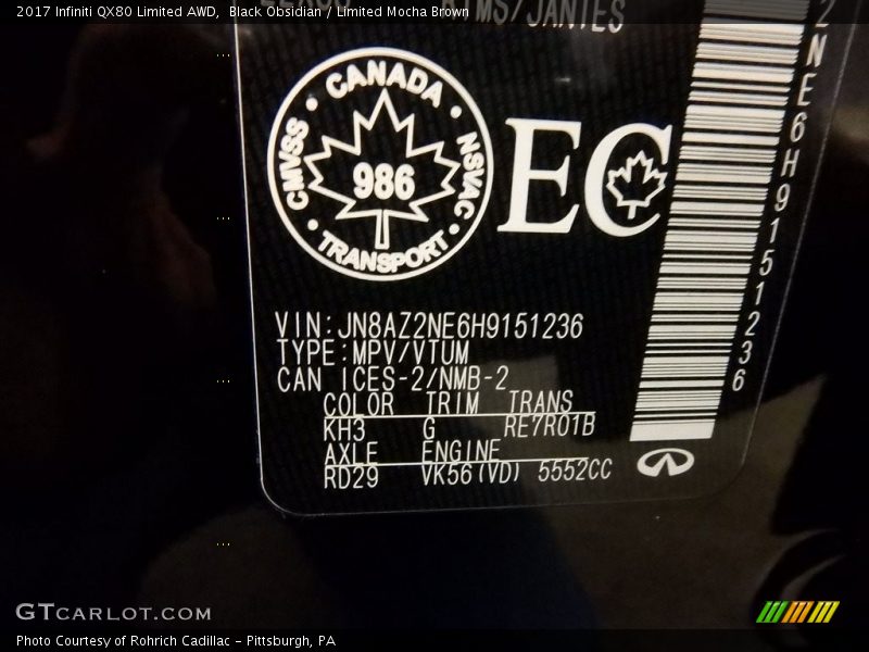 Black Obsidian / Limited Mocha Brown 2017 Infiniti QX80 Limited AWD
