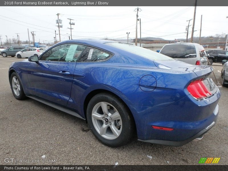 Lightning Blue / Ebony 2018 Ford Mustang EcoBoost Fastback